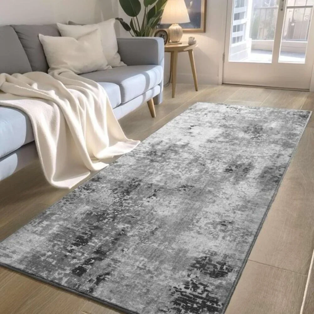 New 2x6 Runner Rug for Hallways & Kitchen, Non-Slip Washable Soft Grey Carpet